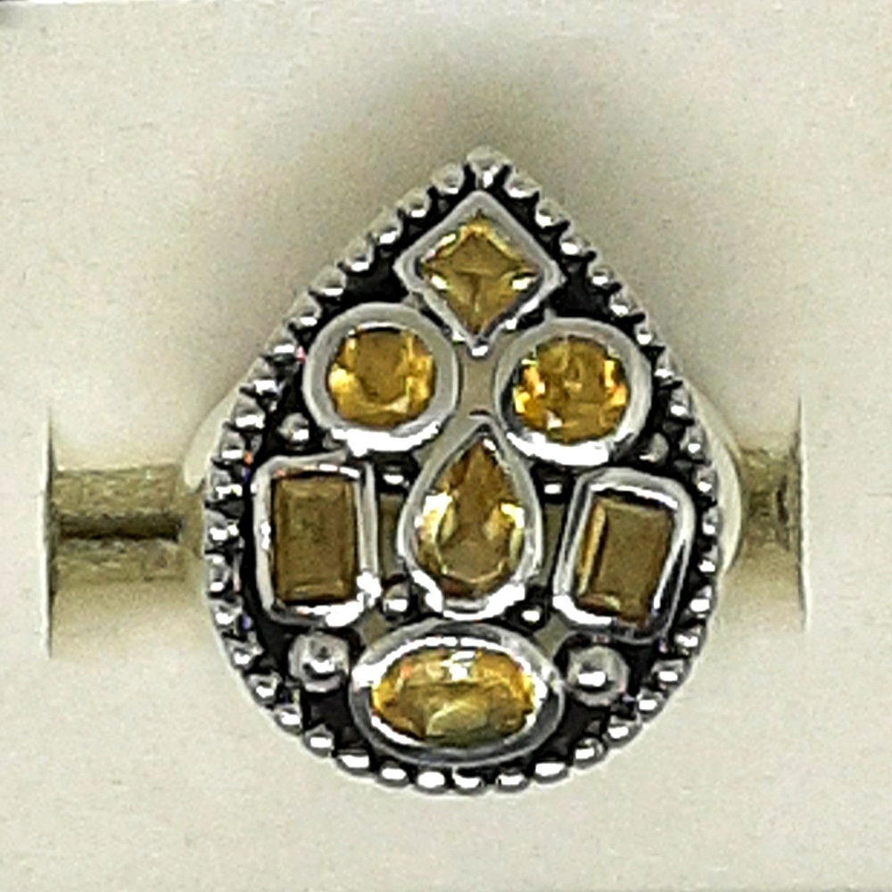 Handmade Natural Citrine & Silver Ring,  sz8